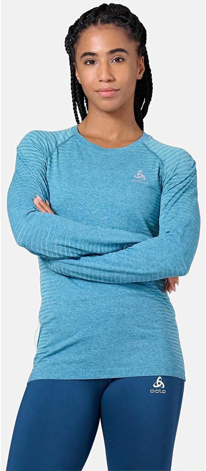 Odlo Damen Essential Seamless_313501 Langarm Laufshirt M Reef Waters Melange, M Reef Waters Melange