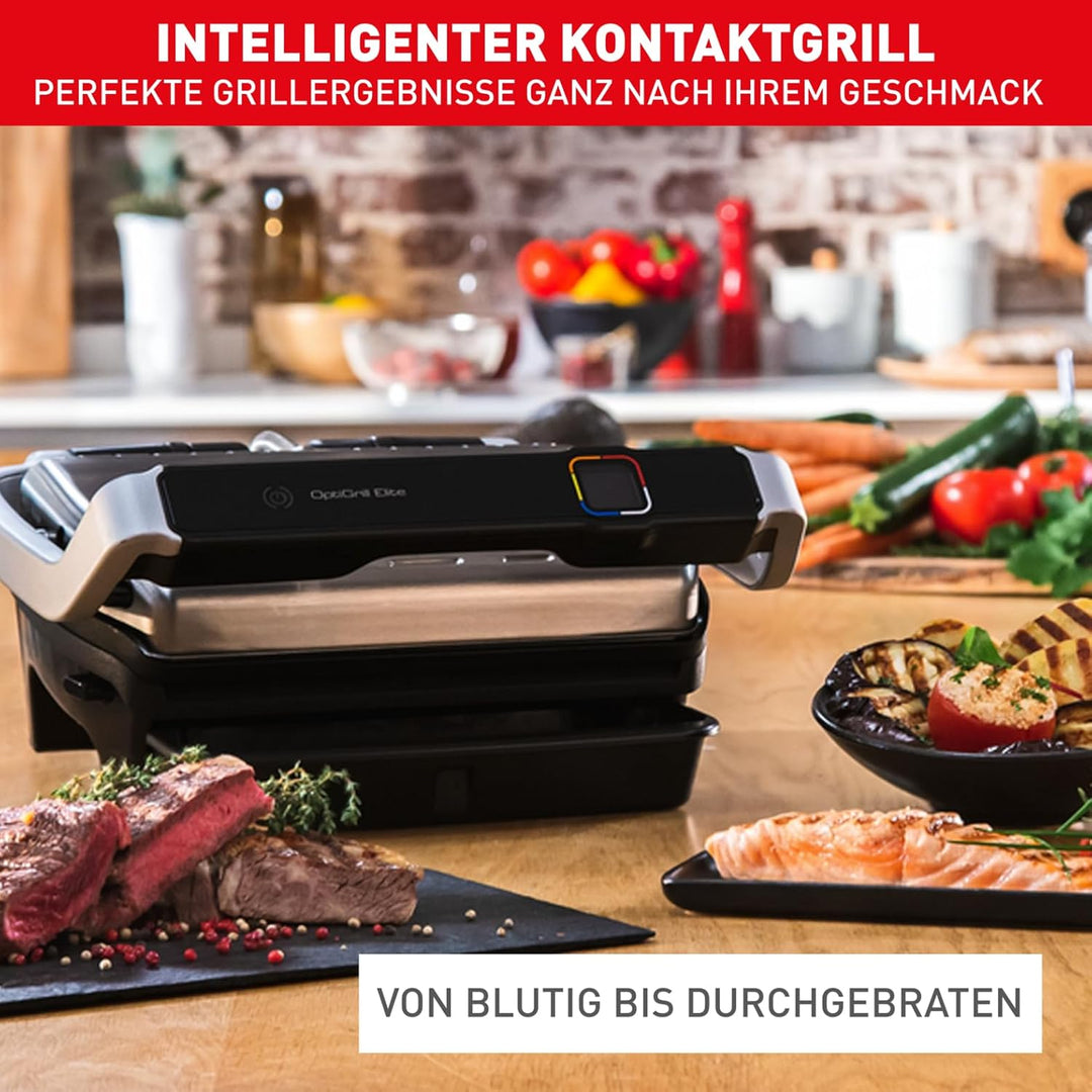 Tefal Optigrill Elite GC750D | Kontaktgrill | Elektrischer Indoor-Grill | 12 automatische Grillprogr