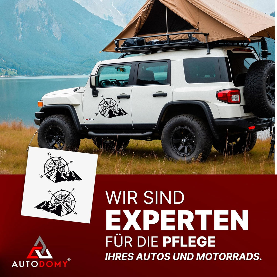 Autodomy Kompass Off Road Sport Trail 4x4 Weltkarte Aufkleber Paket 2 Stück für Auto oder Motorrad (