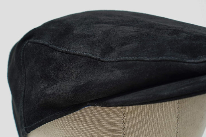 Borges & Scott The Tanner - Flat Cap aus Leder - Kappe mit weichem Schweinslederfutter XS Mitternach