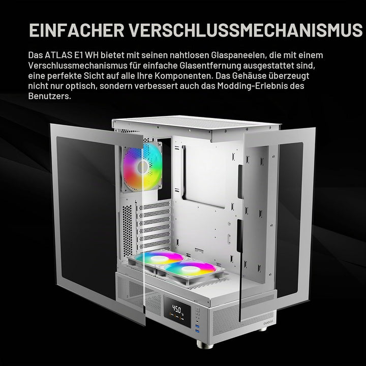 GAMDIAS Atlas E1 ATX Gaming Midi-Tower PC-Gehäuse,Echtzeit-Anzeige mit Software, Enthalten 3 x 120mm
