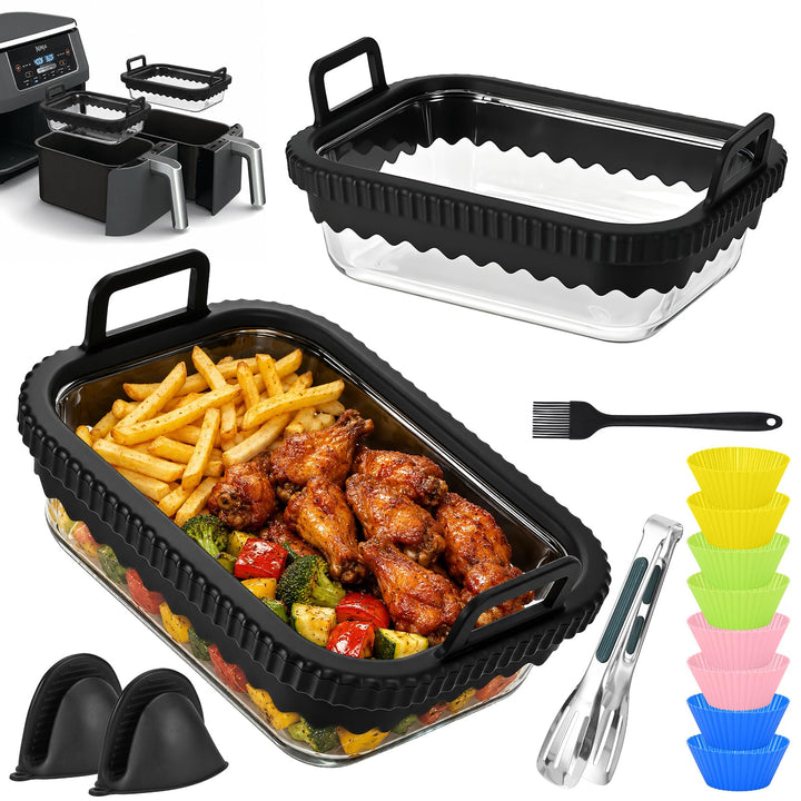 14erSet Glas Airfryer Zubehör Auflaufform Heissluftfritteuse Glas Airfryer Glasbehälter Kompatibel m