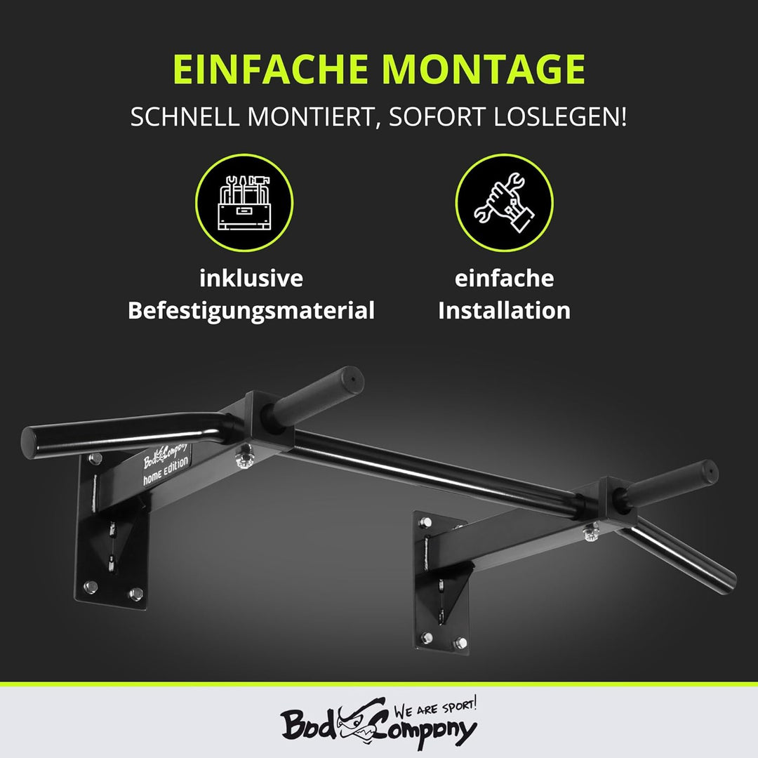 Bad Company Klimmzugstange Wandmontage bis 350 kg belastbar - Klimmzug Stange Wand inkl. Anleitung u