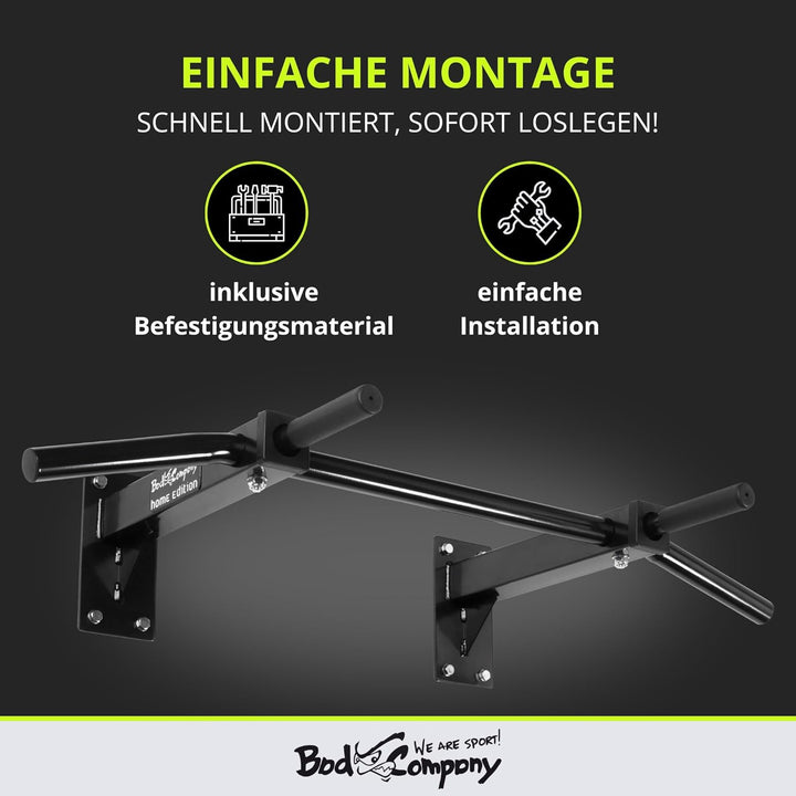 Bad Company Klimmzugstange Wandmontage bis 350 kg belastbar - Klimmzug Stange Wand inkl. Anleitung u