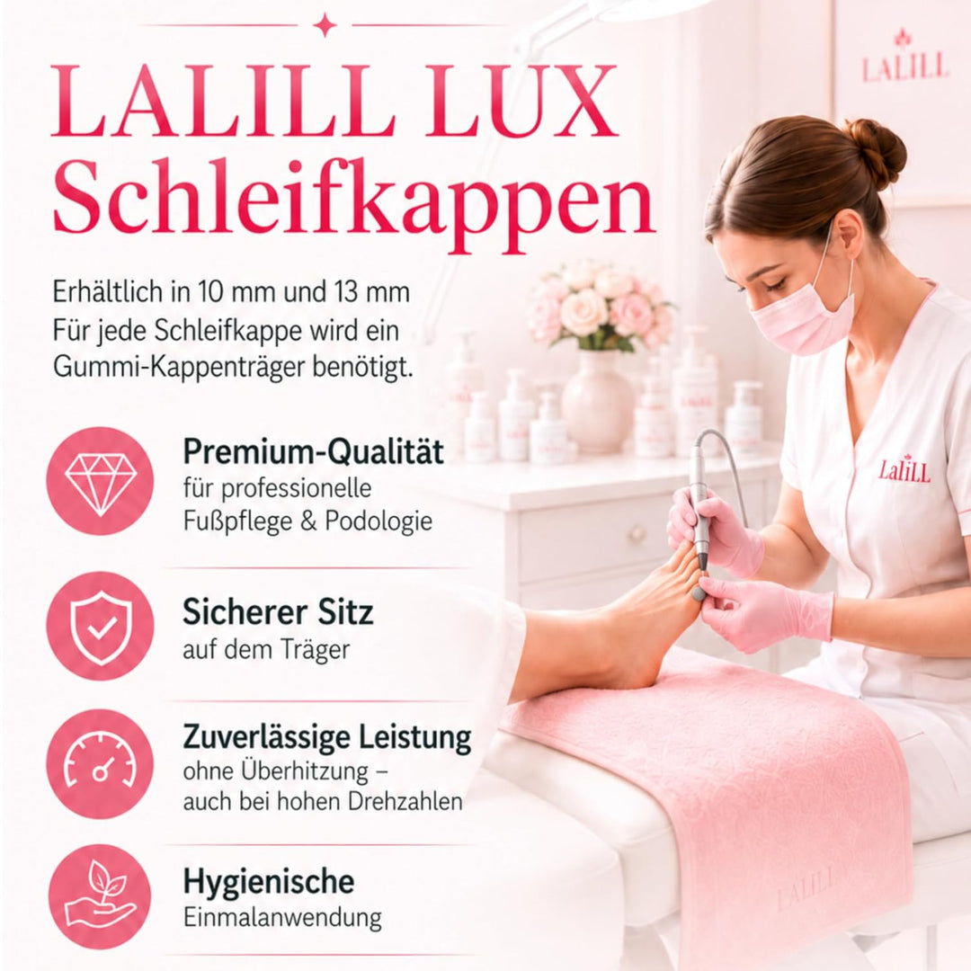 LALILL Schleifkappen LUX 50 Stück – weisse Fräskappen für Nagelfräser – Maniküre, Pediküre &amp; Podolog