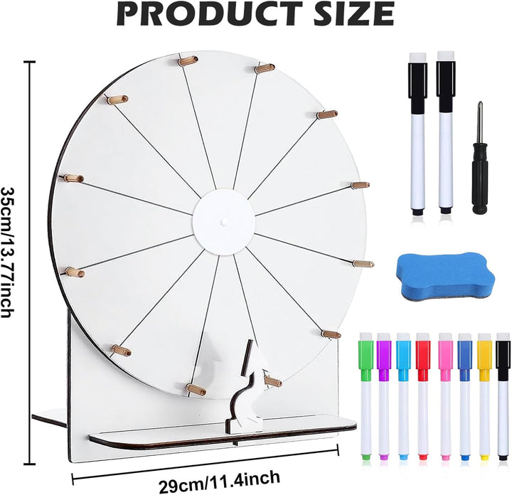 PORFOYO Grosses Glücksrad Set, 30cm Glücksrad Zum Drehen Mit Ständer Und Markierstift, Glücksrads Zu