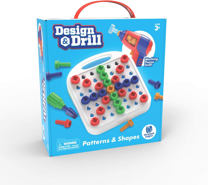 Learning Resources Design & Drill Muster & Formen, ab 3 Jahren, motorikspielzeug mit Bohrer, STEM Le