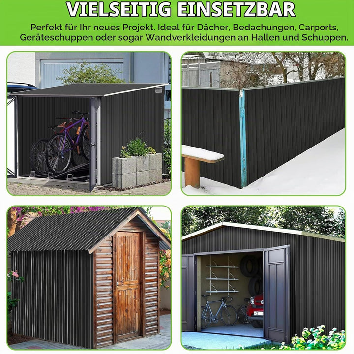 Profilblech Trapezblech 24er Set, 115×45 cm (12,42 m²), Wetterfest Rostresistent Verzinkte Wellblech