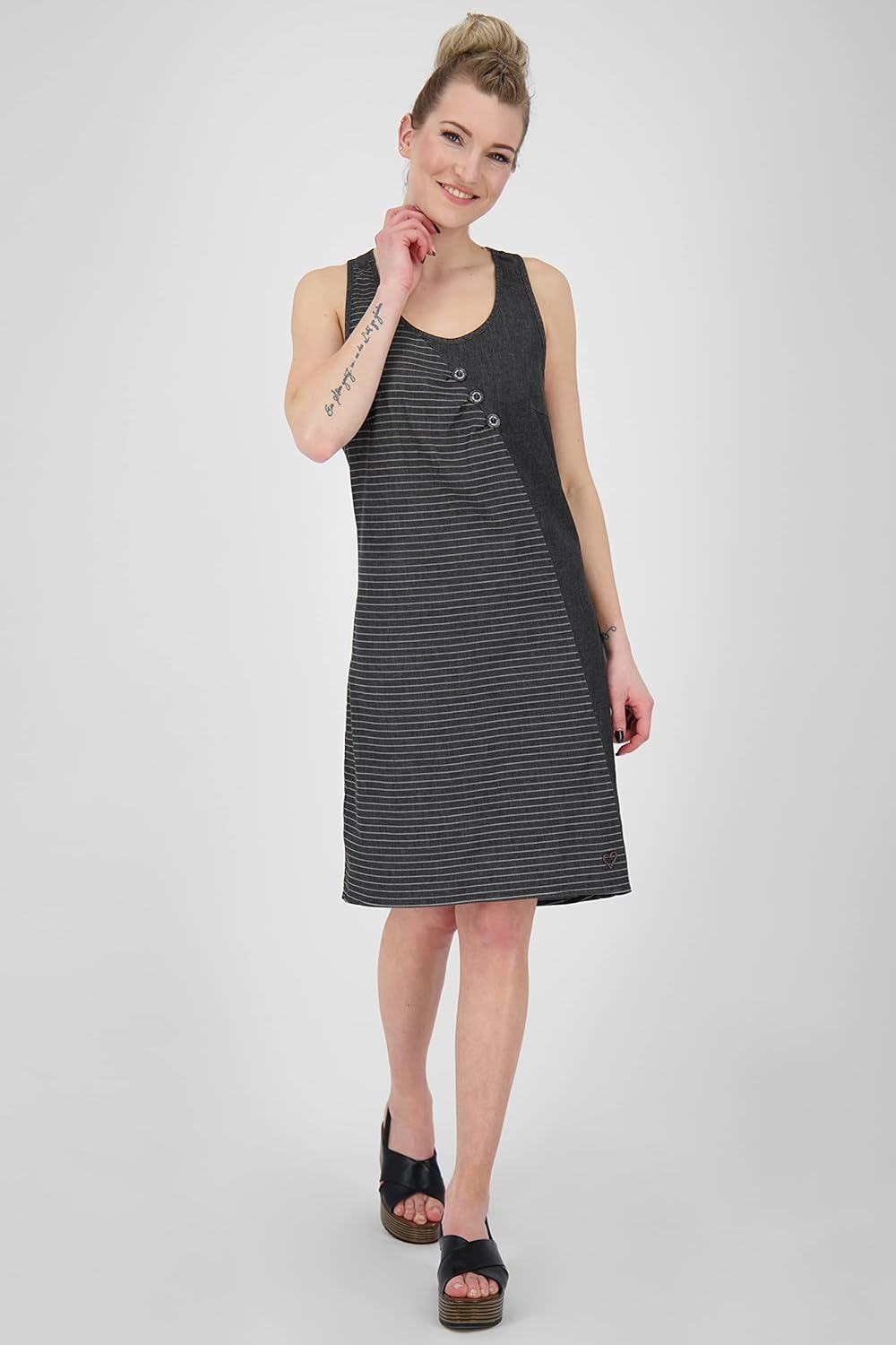ALIFE and Kickin CameronAK DNM B Top Dress Damen Sommerkleid, Kleid S Black Denim, S Black Denim