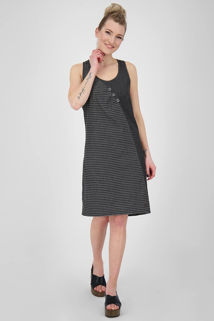 ALIFE and Kickin CameronAK DNM B Top Dress Damen Sommerkleid, Kleid S Black Denim, S Black Denim