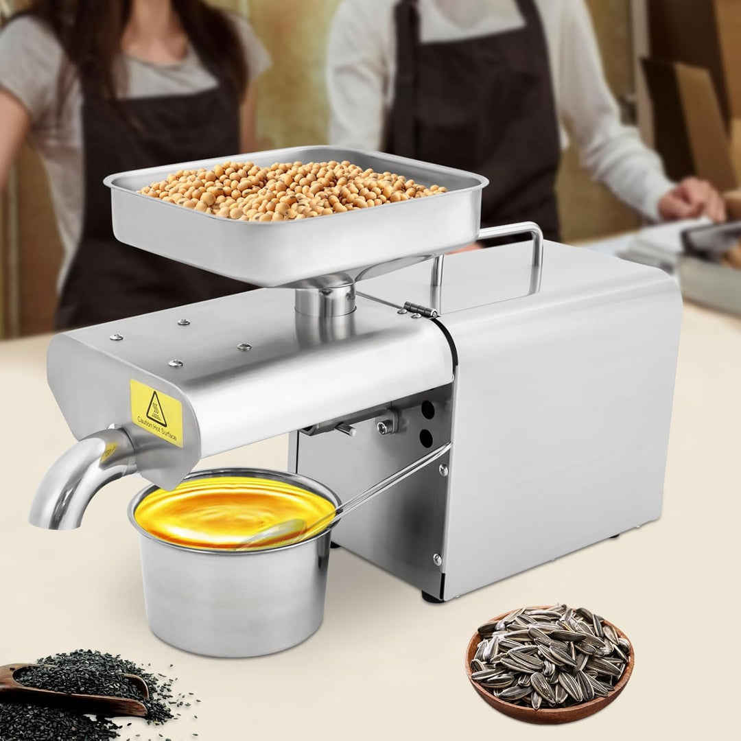 Edelstahl Ölpresse 610W Elektrische Ölmühle, Automatische Kalt- und Warmpressen (40-240℃), Extraktio