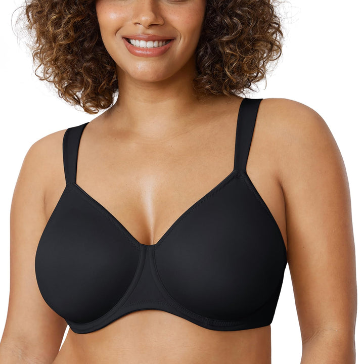 DELIMIRA Damen T-Shirt Minimizer BH mit Bügel Grosse Grössen Ohne Gepolstert 75B Schwarz, 75B Schwar