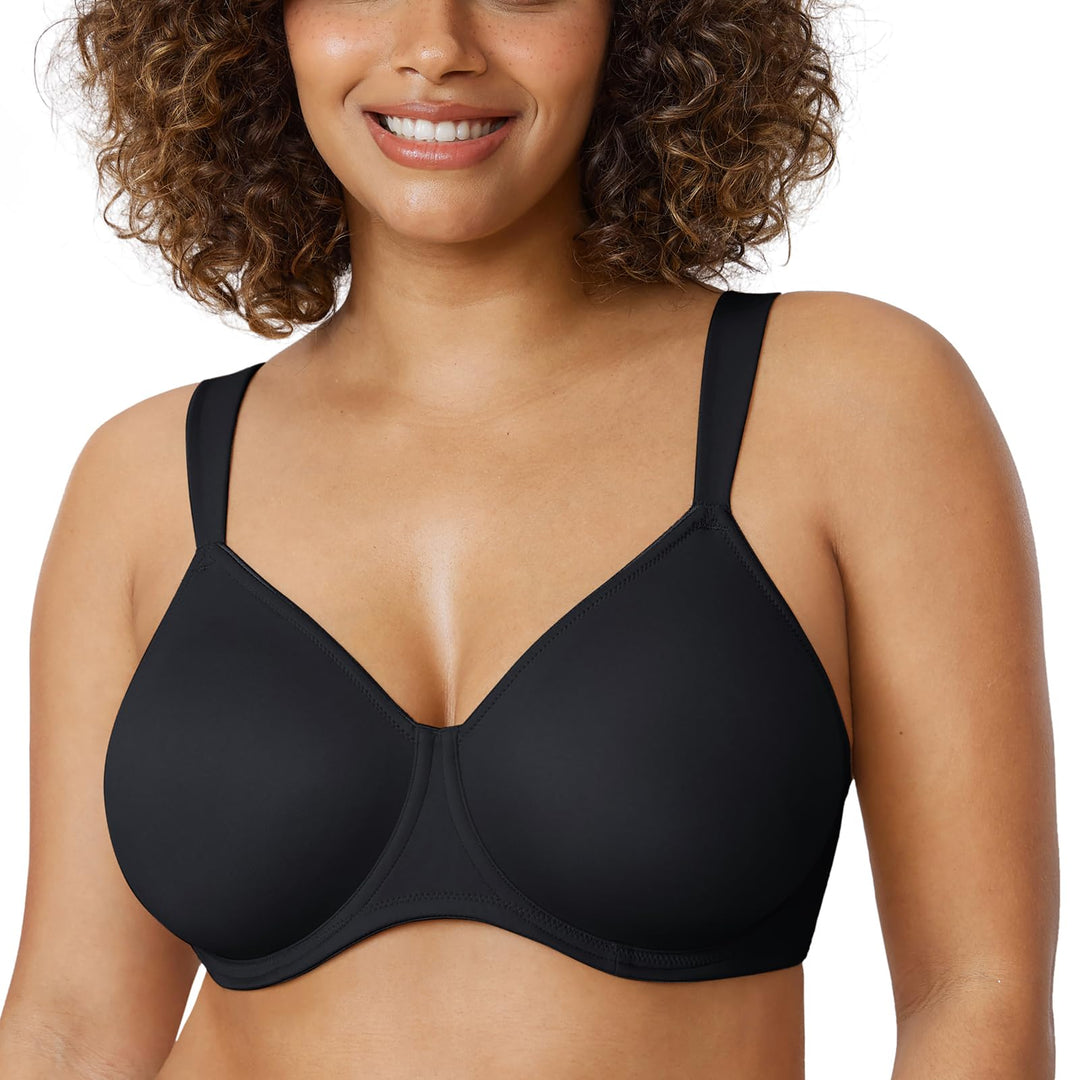 DELIMIRA Damen T-Shirt Minimizer BH mit Bügel Grosse Grössen Ohne Gepolstert 75C Schwarz, 75C Schwar