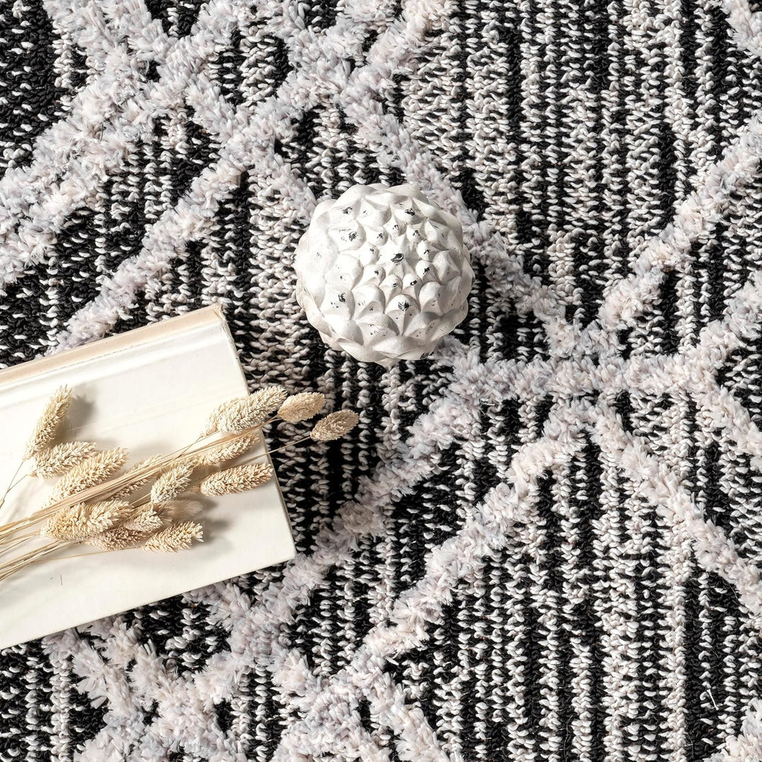 nuLOOM Ansley Teppich mit marokkanischen Gitterquasten, 7,6 x 12,7 cm, Grau 3' x 5' Ansley Grey, 3'