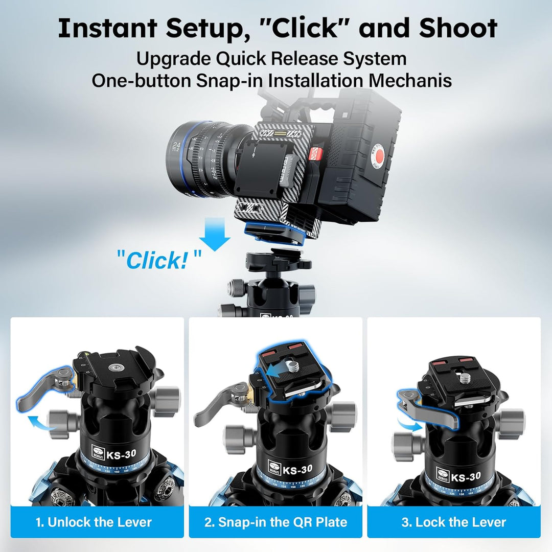 SIRUI 130cm Carbon Reisestativ AM-284 Fotostativ, Kompaktes Professionelles Stativ Kamera mit KS-30