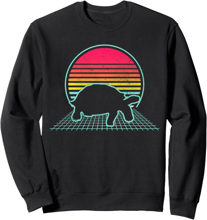 Retro Tortoise Sunset 80s Style Zookeeper Animal Lover Party Sweatshirt