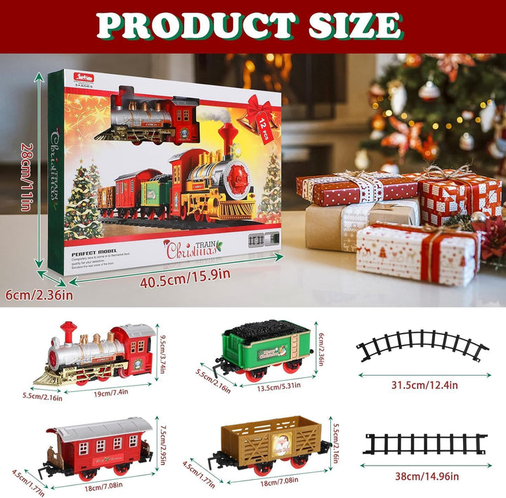 Niumowa Weihnachtszug-Set, Eisenbahn Kinder Elektrisch mit Sounds, Weihnachtszug um den Weihnachtsba