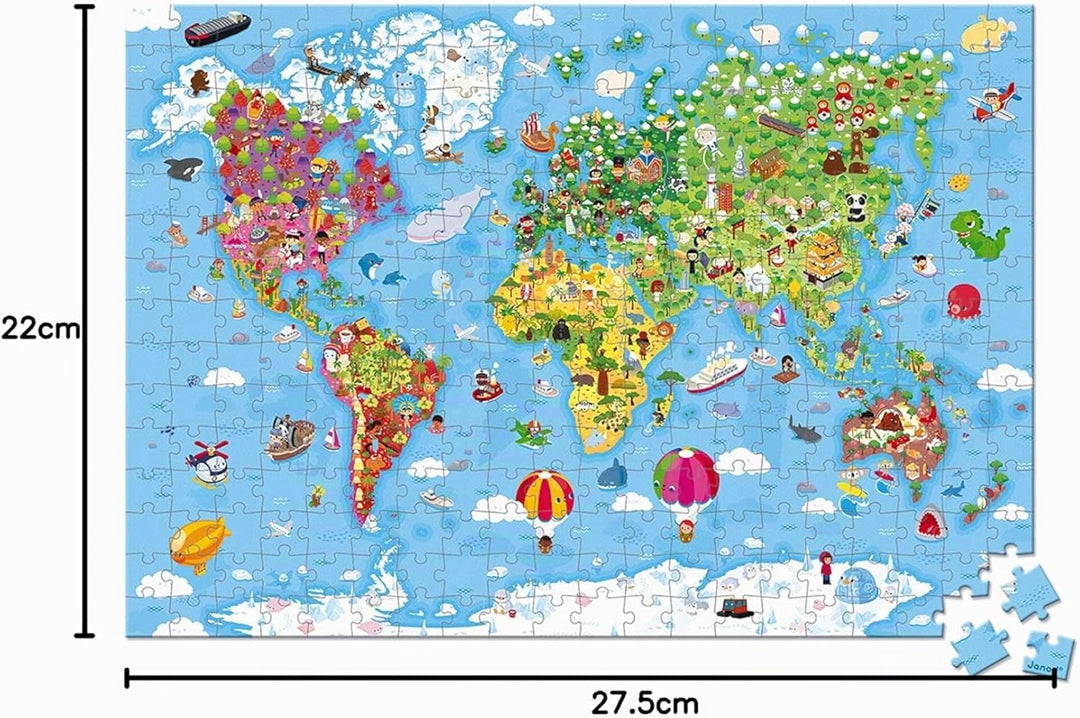Janod - Giant World Kinderpuzzle 300 Teile – FSC-zertifizierter Karton – Pflanzliche Tinte – Hergest