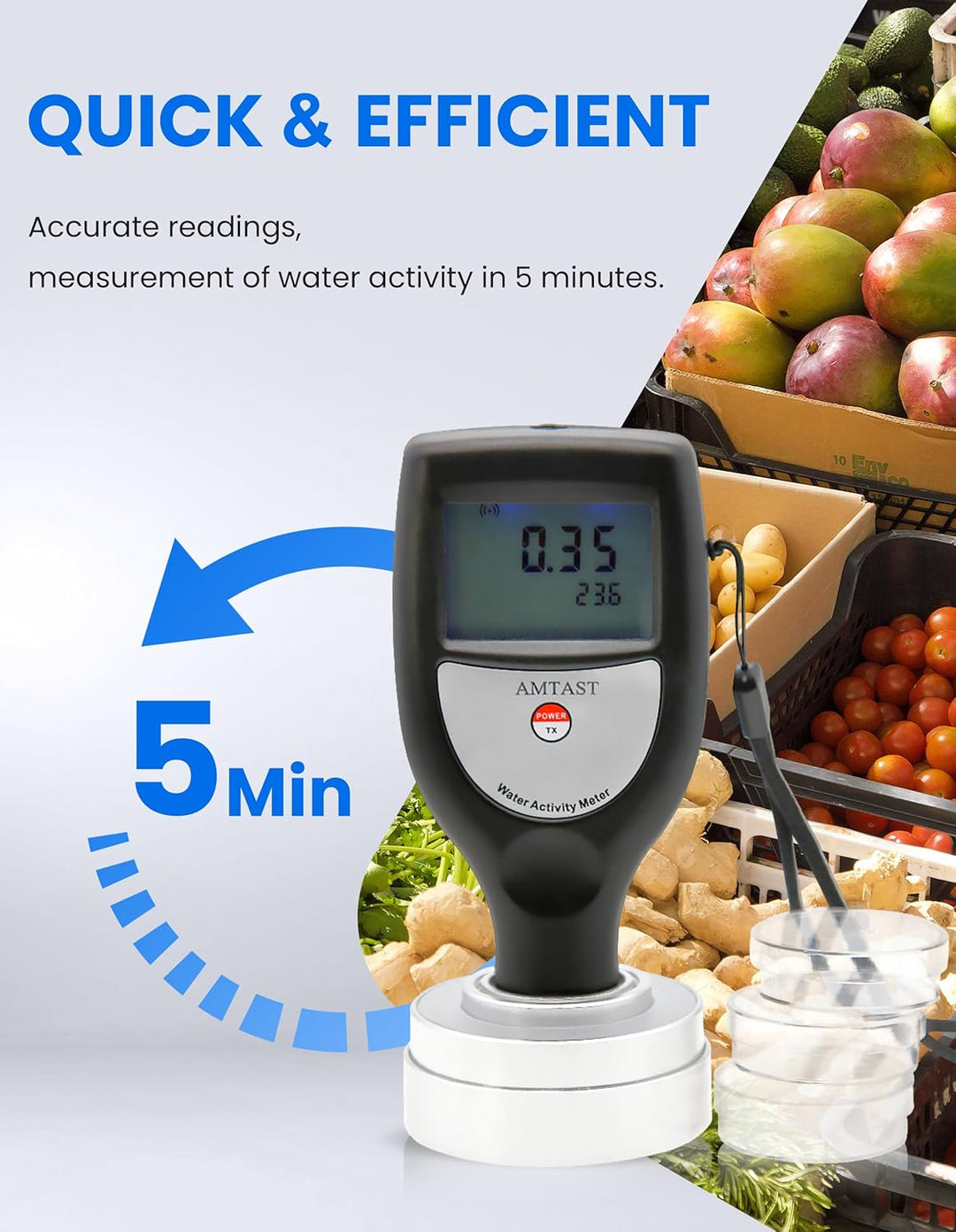 AMTAST Wasser-Aktivitätsmessgerät mit Bluetooth-Funktion für PC Smart Food Water Activity Meter WA-6