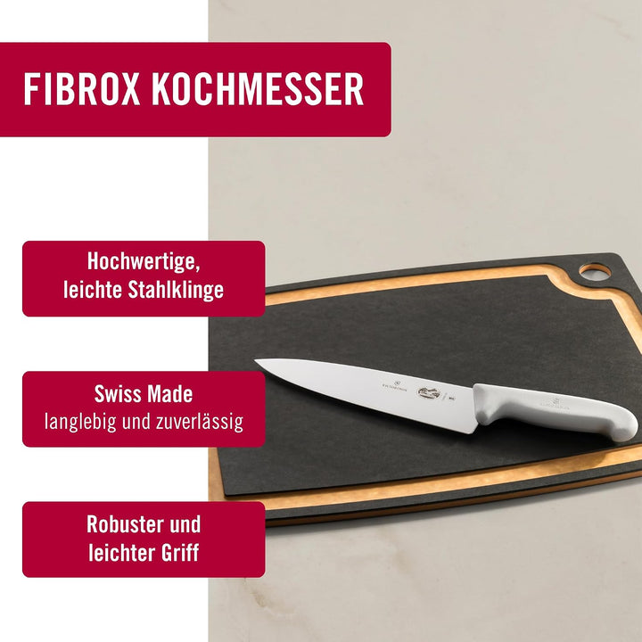 Victorinox Fibrox Kochmesser, Breites Universalmesser für Fleisch, Fisch, Gemüse und Kräuter, 20 cm,