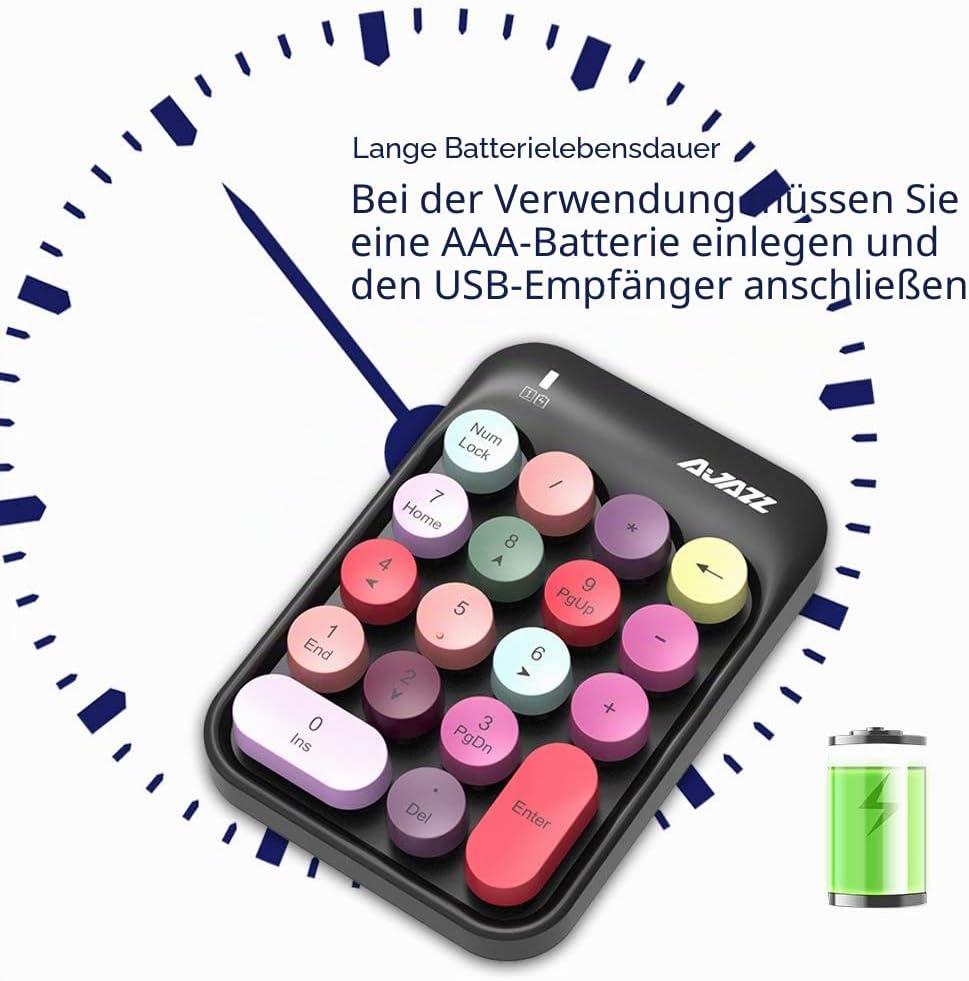 FELiCON Nummernblock, 18 Tasten, kompakt, tragbar, leise, für Windows, iMac, MacBook, Laptop, Deskto