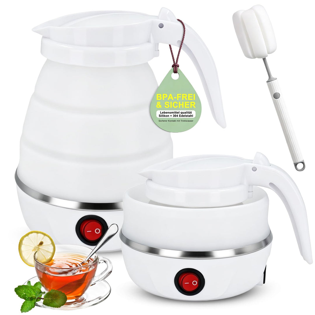 Faltbarer Wasserkocher 600ml Reisewasserkocher Klein Silikon Wasserkocher Camping Faltbar Wasserkess