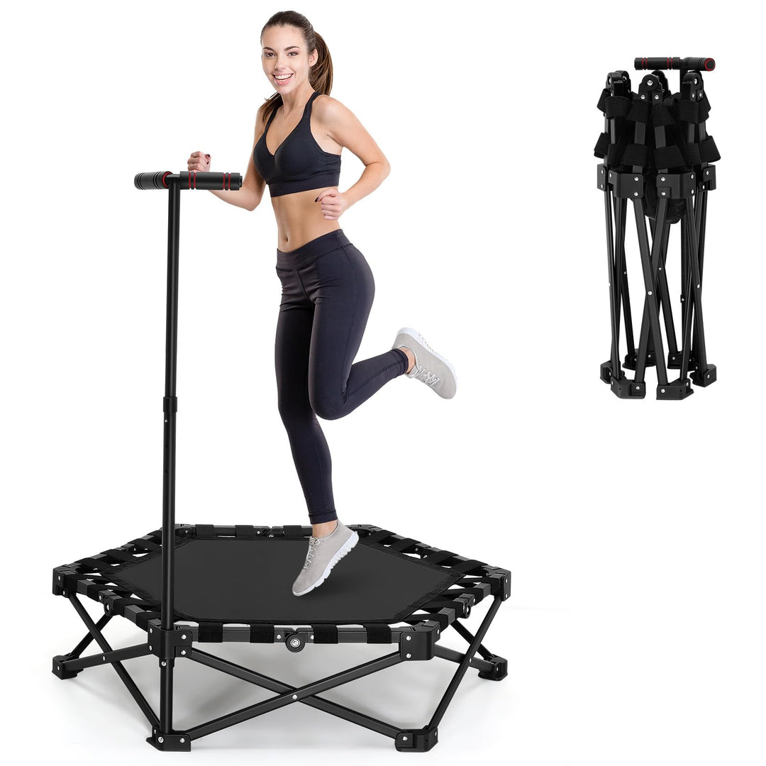 Trampolin Ø101cm,Faltbares Fitness-Trampolin für Jumping Fitness,Tragfähigkeit 150 kg,Verstellbare H