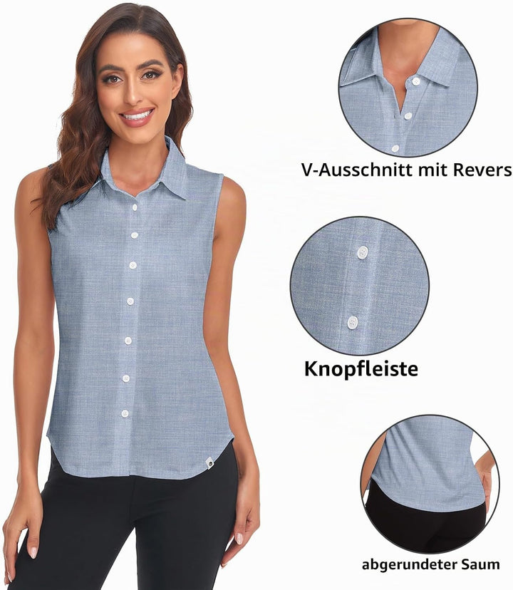 Soneven Bluse Damen Elegant Sport Tank Top mit Kragen Damen Ärmellos Poloshirt Golf Polo Sommer Ober
