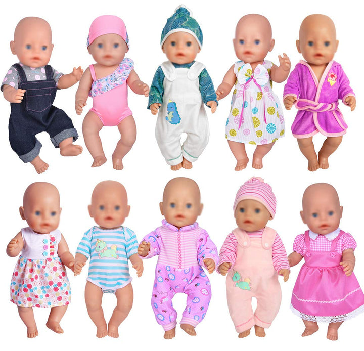 ebuddy 10 Sets Puppenkleider Outfits für 14 bis 16 Zoll Neugeborene Babypuppen und für 18 Zoll ameri