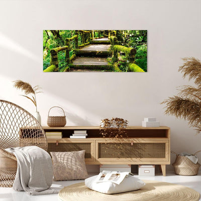 Wandbilder Dekoration Wohnzimmer Asien natur park brücke Panorama Bilder auf Leinwand 120x50cm Leinw