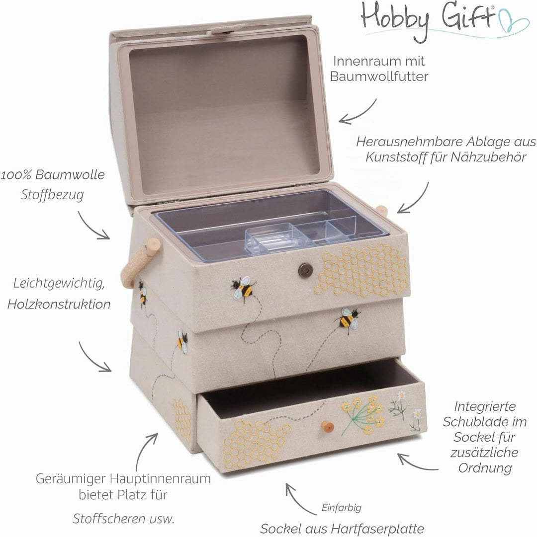 Hobby Gift Neuheit Nähhandwerk Hobby Aufbewahrungsbox, Bienenstock, 24 x 29 x 29.5cm Extra Large, Ex