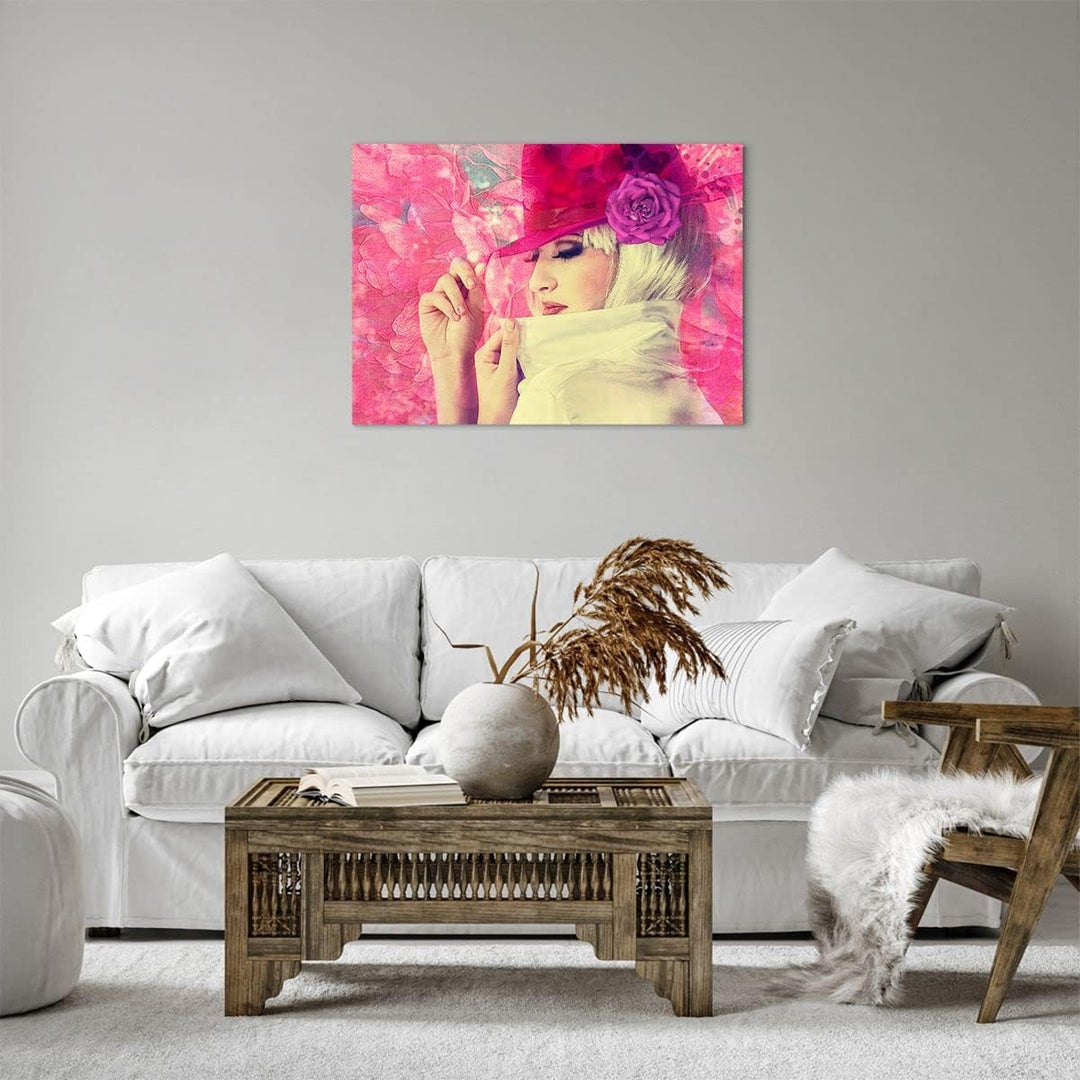 Bilder auf Leinwand weiblich Blumen- Blume Mode Leinwandbild 70x50cm Wandbilder Dekoration Wohnzimme