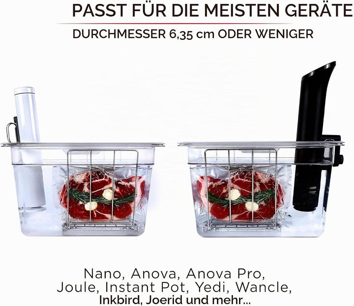 Väeske Sous-Vide Behälter mit Deckel und Gestell – Passend für die Meisten Sous-Vide Garer (11 L) ge