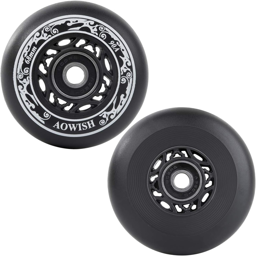 AOWISH Inline-Skate-Rollen 85A (8 Stück) Kinder Einsteiger Roller Ersatzrad Schwarz, schwarz