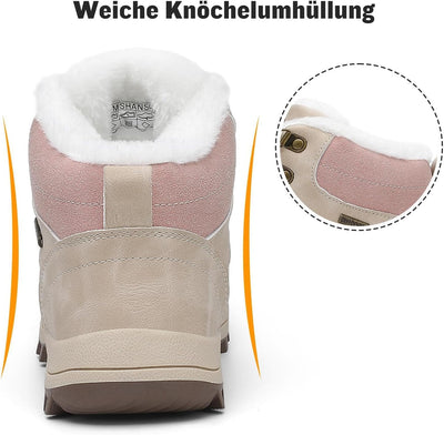 Mishansha Warme Gefüttert Winterschuhe Herren Damen Wasserabweisend Winterstiefel Wanderschuhe Gr.36