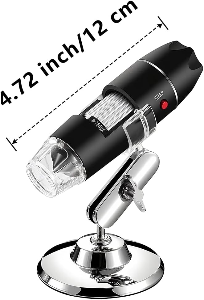 Digitales USB-Mikroskop 50X-1600X – WiFi/kabelgebundene HD-Kamera mit 8 LEDs für Android und Windows