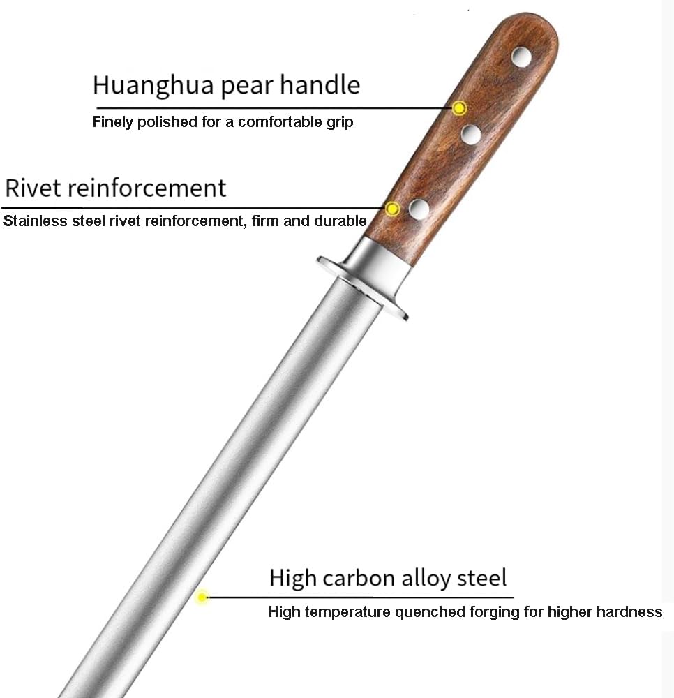 13,7 Zoll Messer Schleifstange, Messer Schleifstange Kohlenstoff Handschärfer Birne Holzgriff & Meta