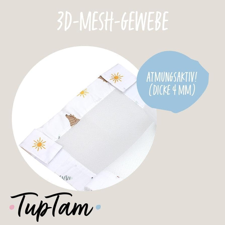 TupTam Bettumrandung Babybett 3D Mesh Nestchen – Gitterstäbe Schutz Netz 2er, Farbe: Safariwelt, Grö