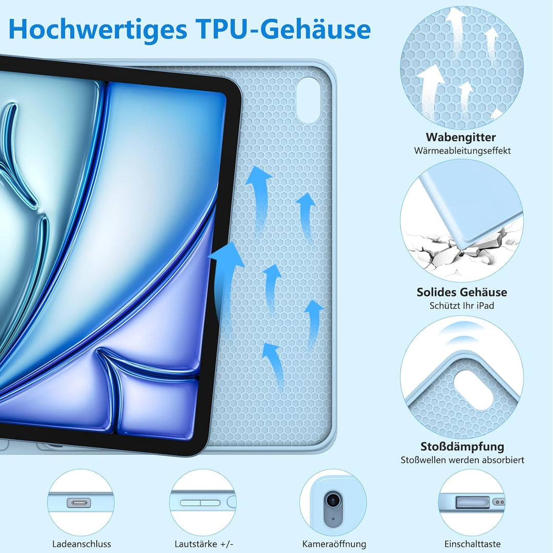 GAOJIE Tastatur Hülle für iPad 10.2 Zoll 9/8/7 Generation 2021/2020/2019, iPad Pro 13 Zoll, iPad air