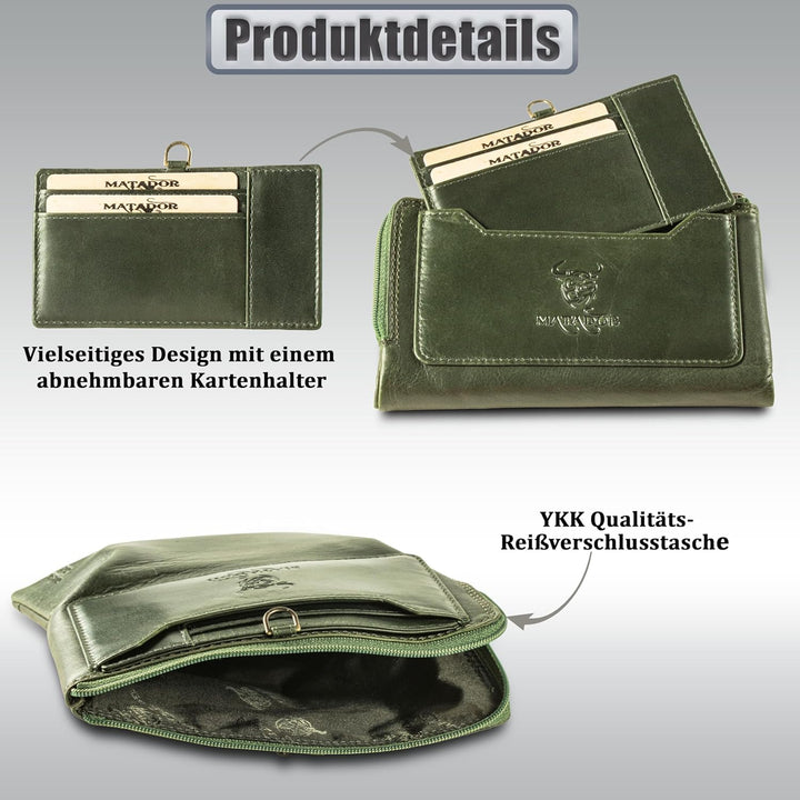 MATADOR |Puebla| Leder Portemonnaie Damen Mittelgross mit edler Geschenkverpackung | Edle Leder Geld