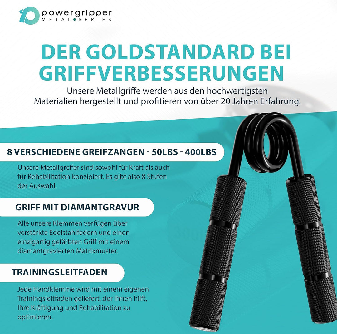 RPM Power PowerGripper Metall Handmuskeltrainer - (50lbs - 400lbs) für das Training von Griffen, Han