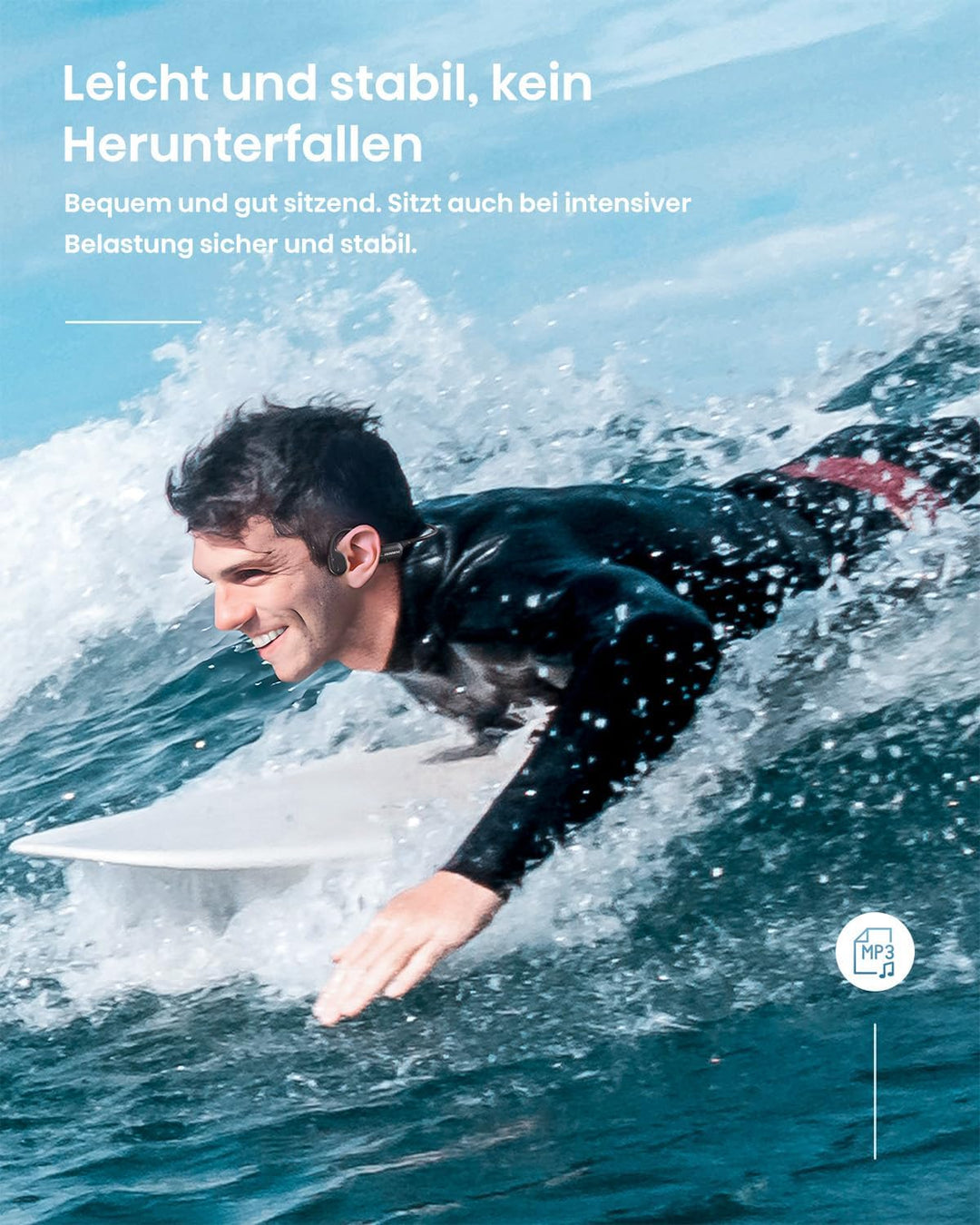 Guudsoud Kopfhörer Schwimmen,IP68 wasserdichte Knochenschall Kopfhörer mit MP3 Player 32GB Speicher,