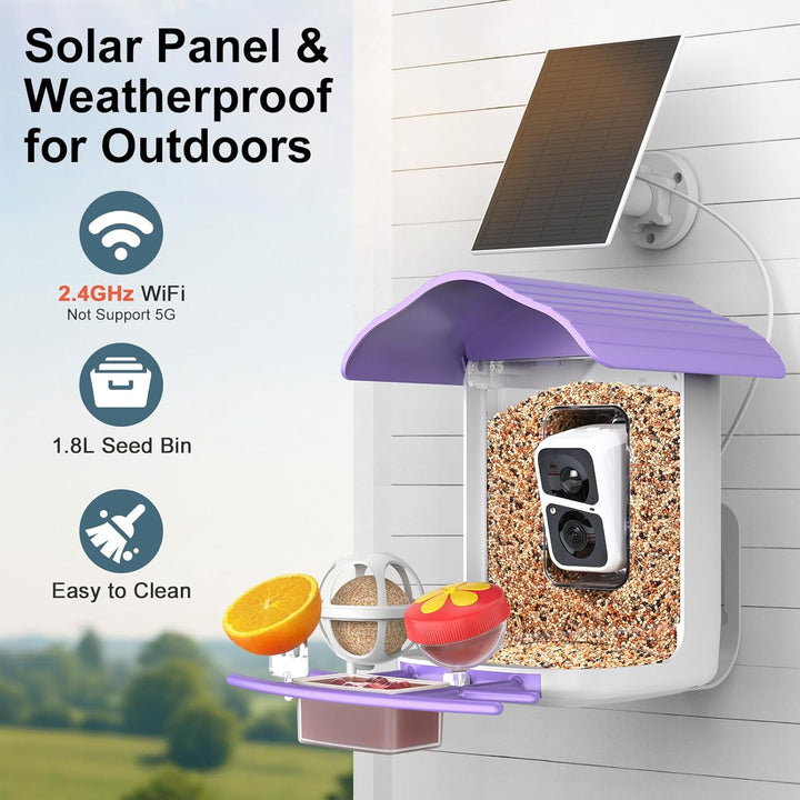 PAV- Vogelfutterstation mit Kamera Solarpanel, 64GB Karte & 2K HD Aufnahme Vogelvideo Vogelhaus für