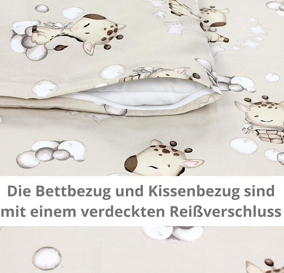 TupTam Unisex Baby Wiegenset 4-teilig Bettwäsche-Set: Bettdecke und Kopfkissen mit Bezug, Farbe: Gir