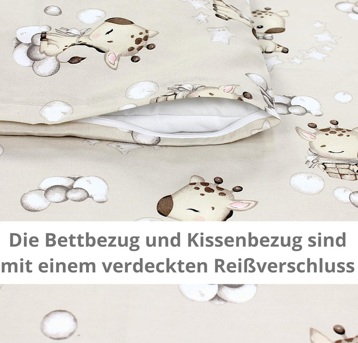 TupTam Unisex Baby Wiegenset 4-teilig Bettwäsche-Set: Bettdecke und Kopfkissen mit Bezug, Farbe: Gir