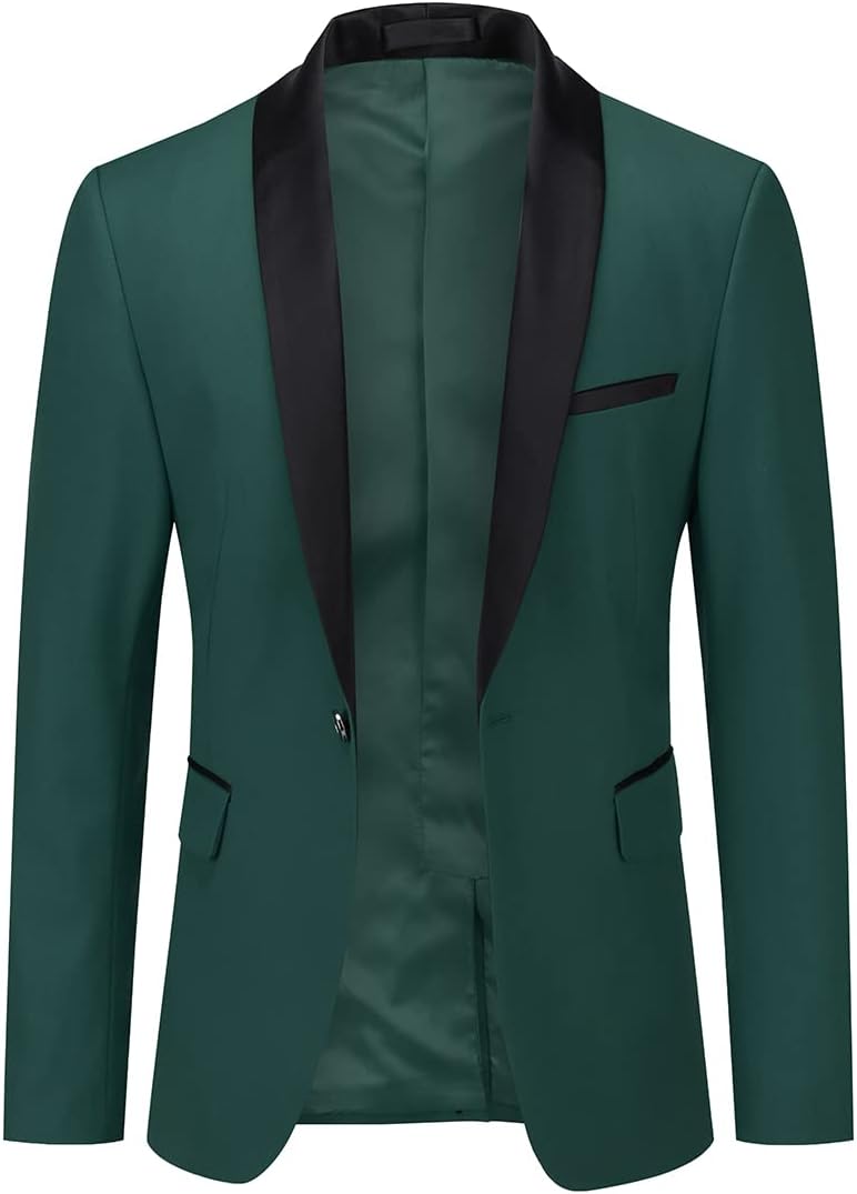 YOUTHUP Sakko Herren Slim Fit Schalkragen Anzugjacke 1 Knopf Tuxedo Jacke für Hochzeit Freizeit XXL
