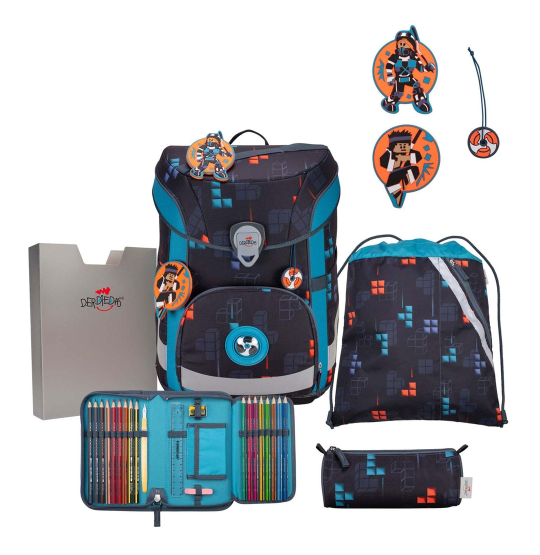 DerDieDas ErgoFlex Easy Set 5-teilig, leichter Schulranzen für die Grundschule – stabil, sicher & er