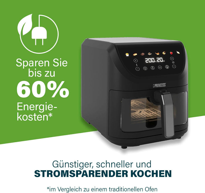 Princess SlimFry Airfryer, 8L Fassungsvermögen, 2000W, 8 Programme, Digitales Touchscreen, Einstellb
