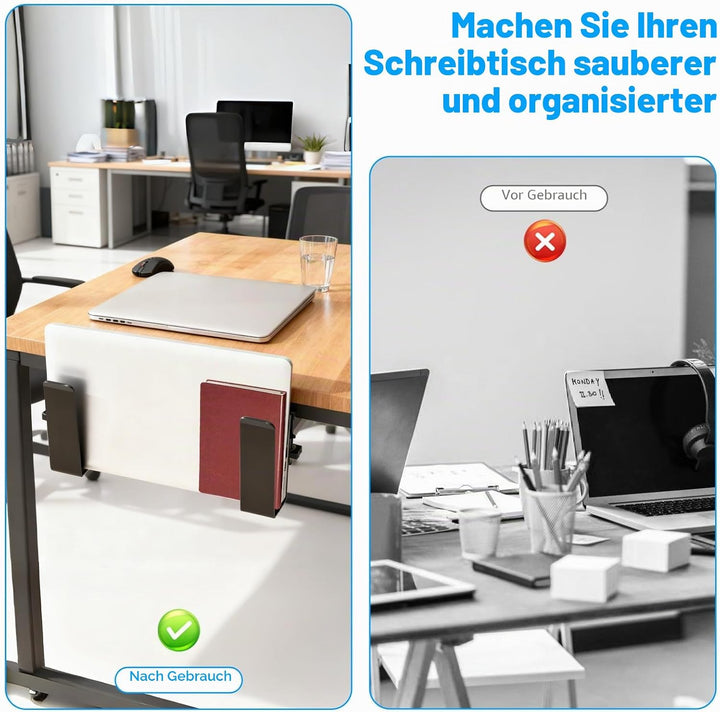 Verstellbare Laptop Halterung, 2 Stück Schreibtisch Seitenaufbewahrung ohne Bohren, Aufhängbarer Met