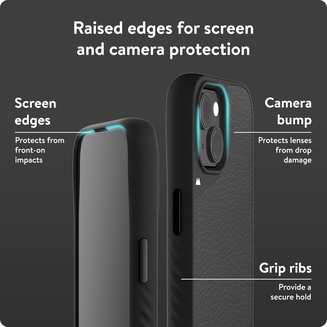 Mous Hülle für iPhone 15 MagSafe Kompatibel Case - Limitless 5.0 - Schwarzes Leder - Handyhülle iPho